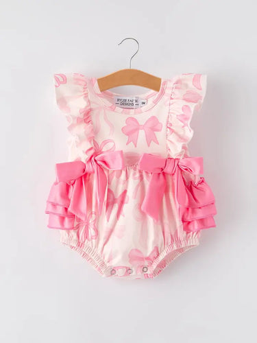 Girls Pink Bow Romper - 4 MOQ